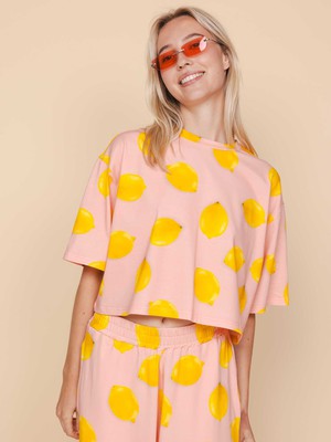 Lemon Cropped T-shirt and Wide pants set Women from SNURK