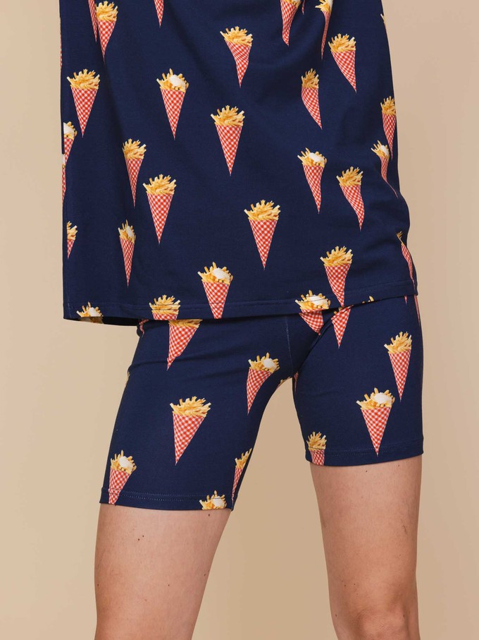 Fries Navy T-shirt and Bikershorts set Women from SNURK