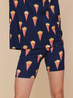 Fries Navy T-shirt and Bikershorts set Women from SNURK