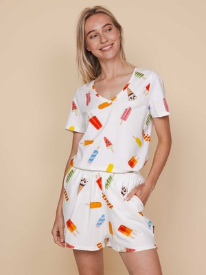 Popsicles V-Neck T-shirt and Shorts set Women from SNURK