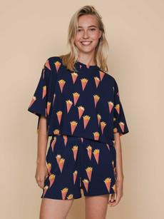 Fries Navy Cropped T-shirt and Shorts set Women via SNURK
