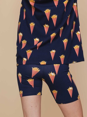 Fries Navy T-shirt and Bikershorts set Women from SNURK