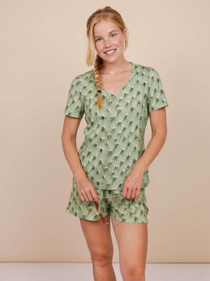 Cozy Cactus V-neck T-shirt Women from SNURK