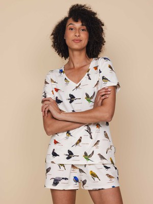 Bird Watching V-Neck T-shirt and Shorts set Women from SNURK