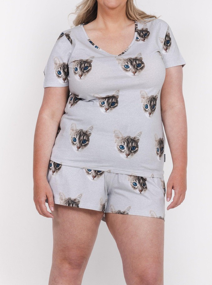 Ollie Cat T-shirt v-neck and Shorts set Women from SNURK