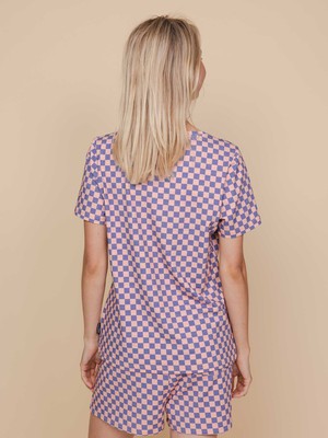 Check V-Neck T-shirt and Shorts set Women from SNURK