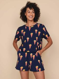 Fries Navy T-shirt and Shorts set Women via SNURK