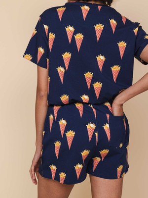 Fries Navy T-shirt and Shorts set Women from SNURK