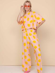 Lemon Cropped T-shirt and Wide pants set Women via SNURK