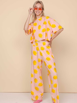 Lemon Cropped T-shirt and Wide pants set Women from SNURK