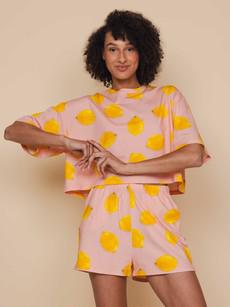 Lemon Cropped T-shirt and Shorts set Women via SNURK