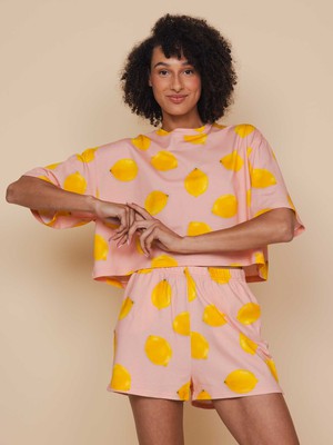 Lemon Cropped T-shirt and Shorts set Women from SNURK