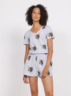 Ollie Cat T-shirt v-neck and Shorts set Women via SNURK