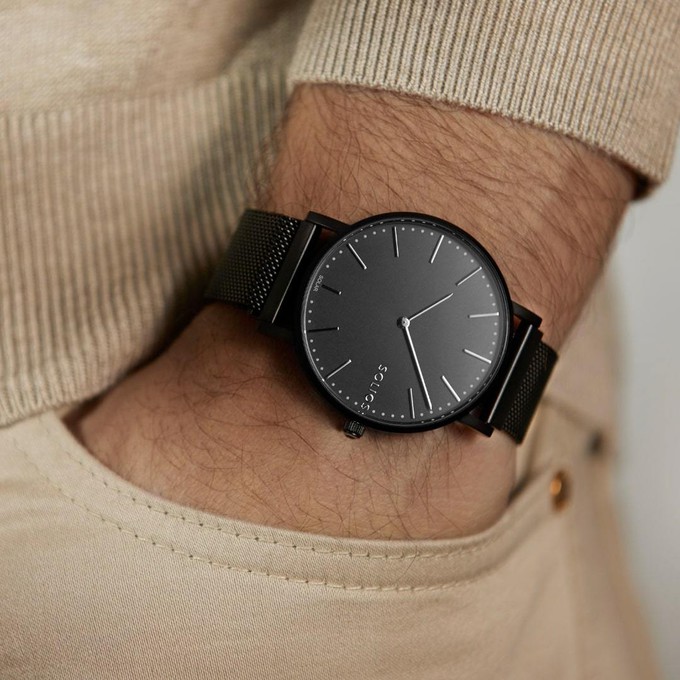 Black Solar Watch | Green Vegan Leather from Solios Watches