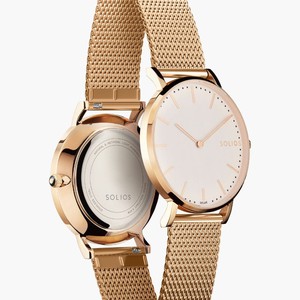 White Solar Watch | Rose Gold Mesh from Solios Watches