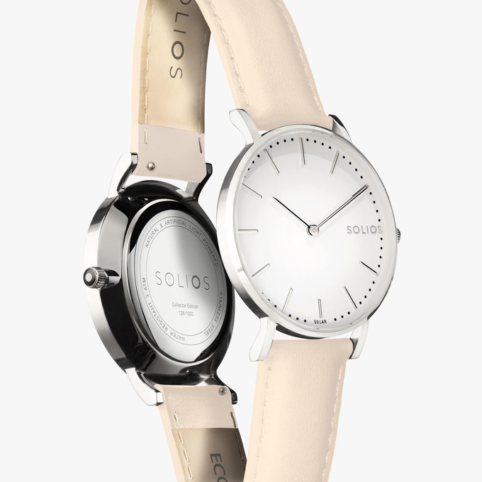 White Solar Watch | Cream Vegan Leather from Solios Watches