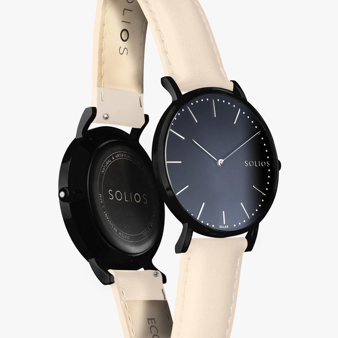 Black Solar Watch | Cream Vegan Leather from Solios Watches