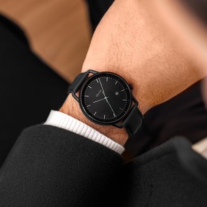 Black Curve Solar Watch | Black Vegan Leather from Solios Watches