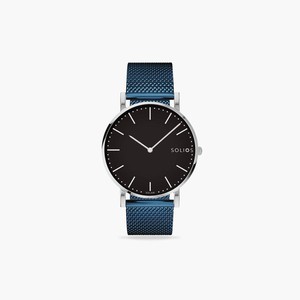 Black Solar Watch | Blue Mesh from Solios Watches