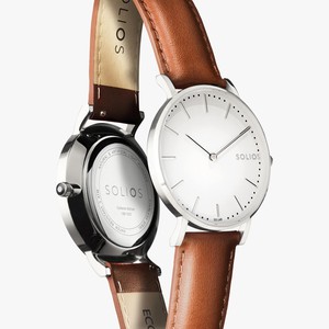 White Solar Watch | Brown Vegan Leather from Solios Watches