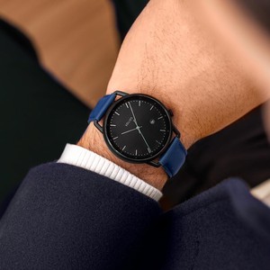 Black Curve Solar Watch | Blue Vegan Leather from Solios Watches