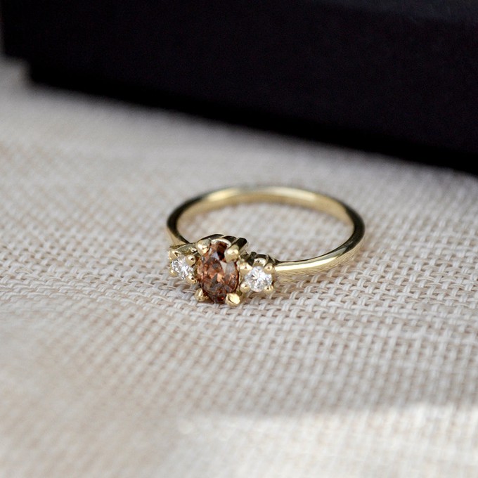 Chocolate brown diamond ring - Gold 14k & Diamond from Solitude the Label