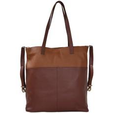 Chocolate And Tan Two Tone Leather Tote via Sostter