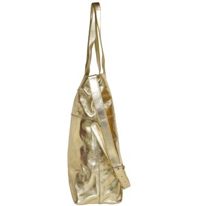 Gold Metallic Leather Tote with Crossbody Strap from Sostter