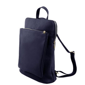 Navy Pebbled Leather Convertible Backpack-Handbag from Sostter