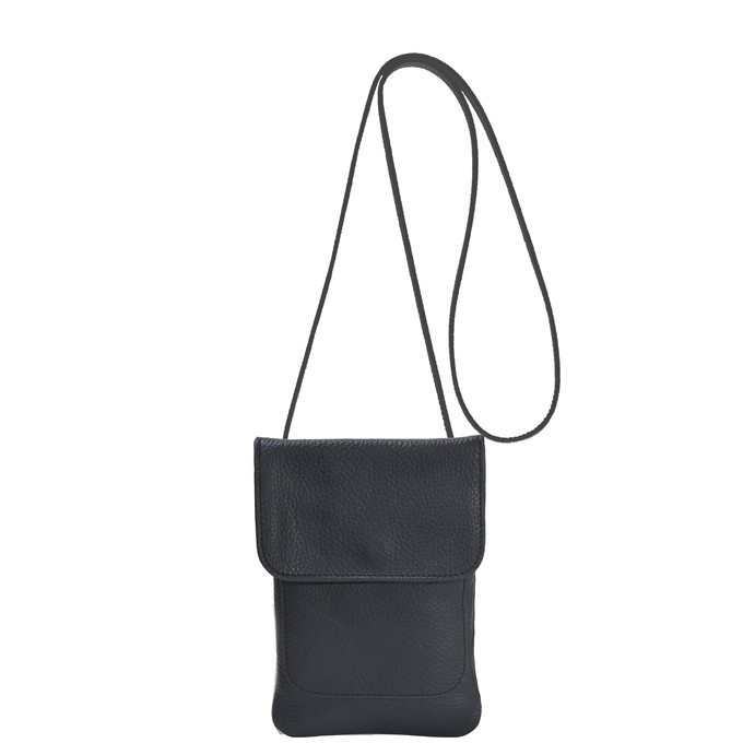 Black Leather Crossbody Phone Bag - Removable Strap from Sostter