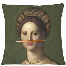 Girl With The Orange Pencil Oil Painting Cushion Pillow via Sostter
