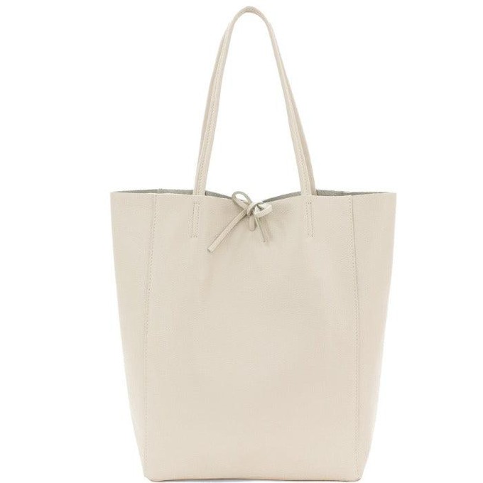 Ivory Pebbled Leather Tote Shopper with Pocket from Sostter