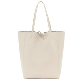 Ivory Pebbled Leather Tote Shopper with Pocket from Sostter