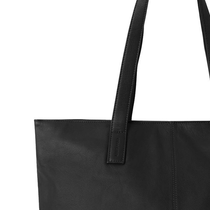 Black Zipped Leather Work Tote Bag - Spacious & Stylish from Sostter
