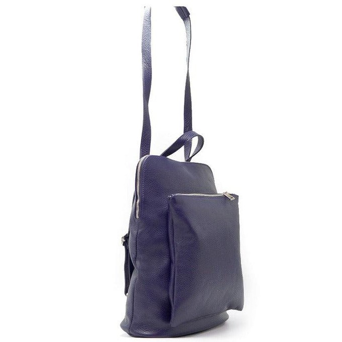 Navy Pebbled Leather Pocket Backpack from Sostter