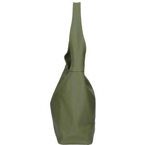 Olive Green Leather Hobo Bag with Hidden Pocket from Sostter