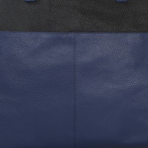 Blue Two Tone Horizontal Leather Tote from Sostter