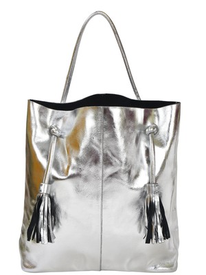 Silver Metallic Leather Hobo Shoulder Bag from Sostter