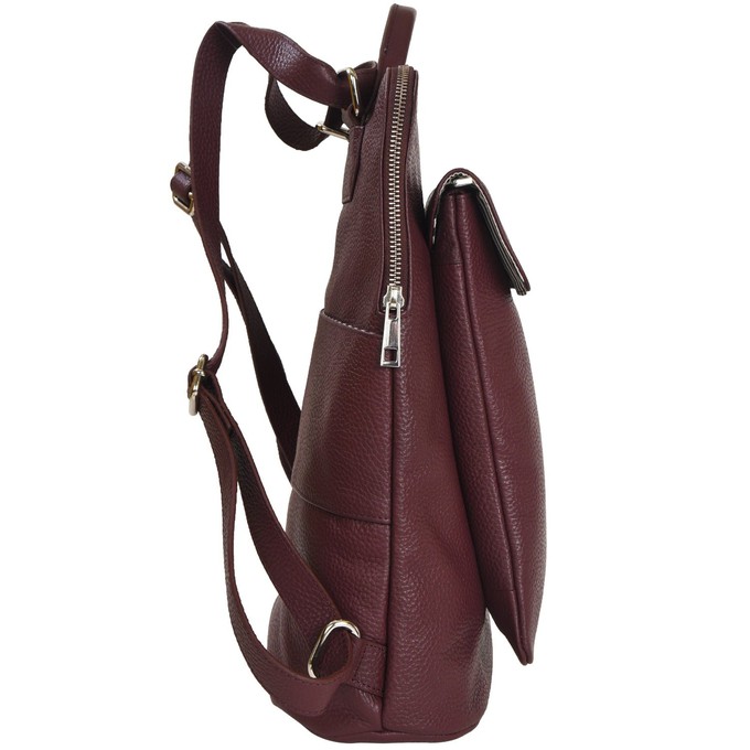Plum Pebbled Leather Laptop Backpack with Front Pocket from Sostter