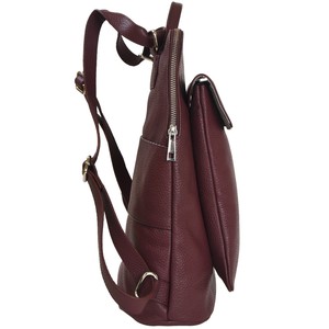 Plum Pebbled Leather Laptop Backpack with Front Pocket from Sostter