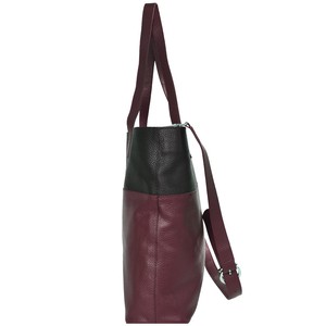 Burgundy Two Tone Pebbled Leather Tote Bag - Lightweight from Sostter