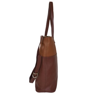 Chocolate And Tan Two Tone Leather Tote from Sostter