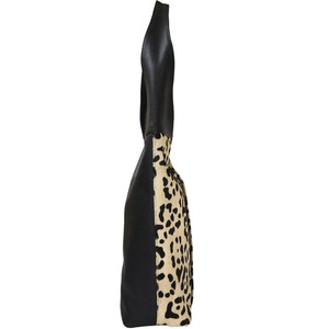 Ivory Leather Animal Print Hobo Bag with Hidden Zipper from Sostter