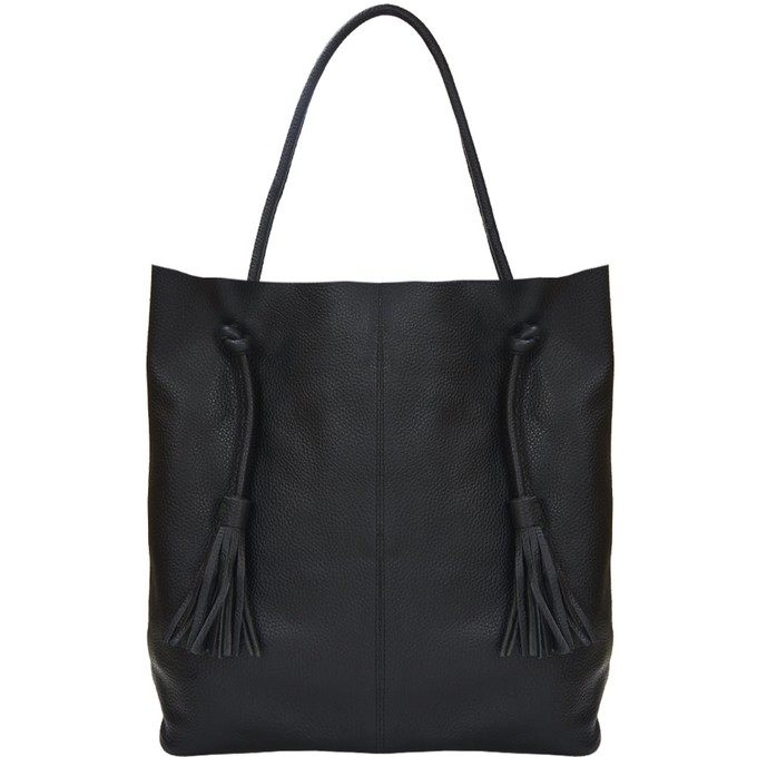 Black Leather Hobo Shoulder Bag - Brix + Bailey from Sostter