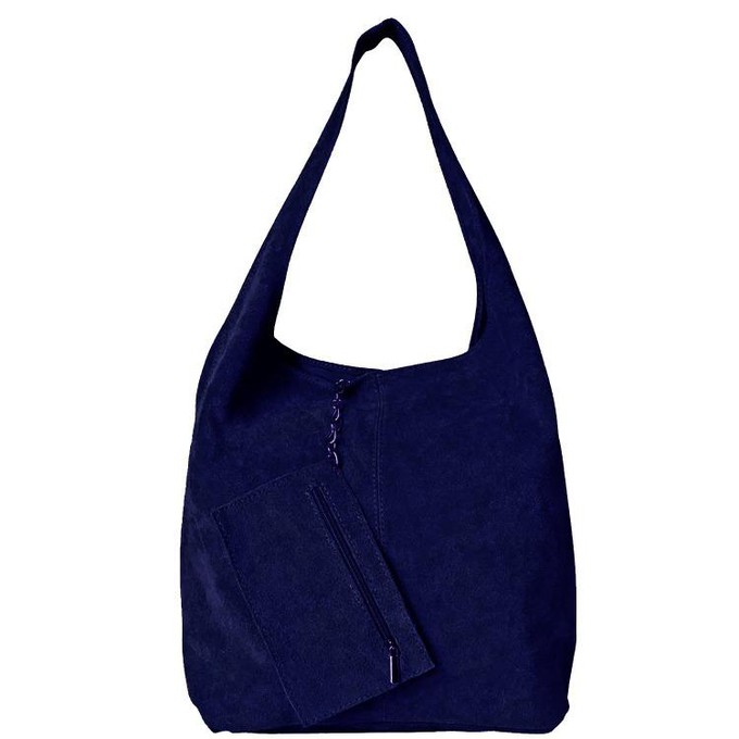 Navy Soft Italian Suede Hobo Shoulder Bag from Sostter