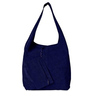 Navy Soft Italian Suede Hobo Shoulder Bag from Sostter