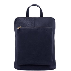 Navy Pebbled Leather Pocket Backpack from Sostter