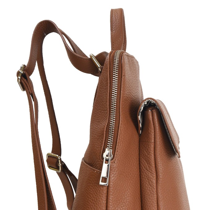 Tan Leather Backpack - Unisex, Travel-Friendly, Adjustable from Sostter