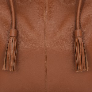 Tan Leather Hobo Bag with Drawcord & Complimentary Mini Bag from Sostter