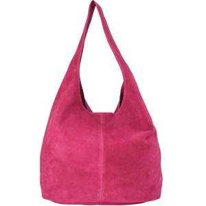Raspberry Suede Leather Hobo Bag - Brix + Bailey from Sostter
